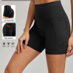 Plus Size Yoga Biker Shorts With Pockets High Waist, Tummy Control Gym Leggings