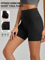Plus Size Yoga Biker Shorts With Pockets High Waist, Tummy Control Gym Leggings