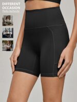 Plus Size Yoga Biker Shorts With Pockets High Waist, Tummy Control Gym Leggings - Image 2