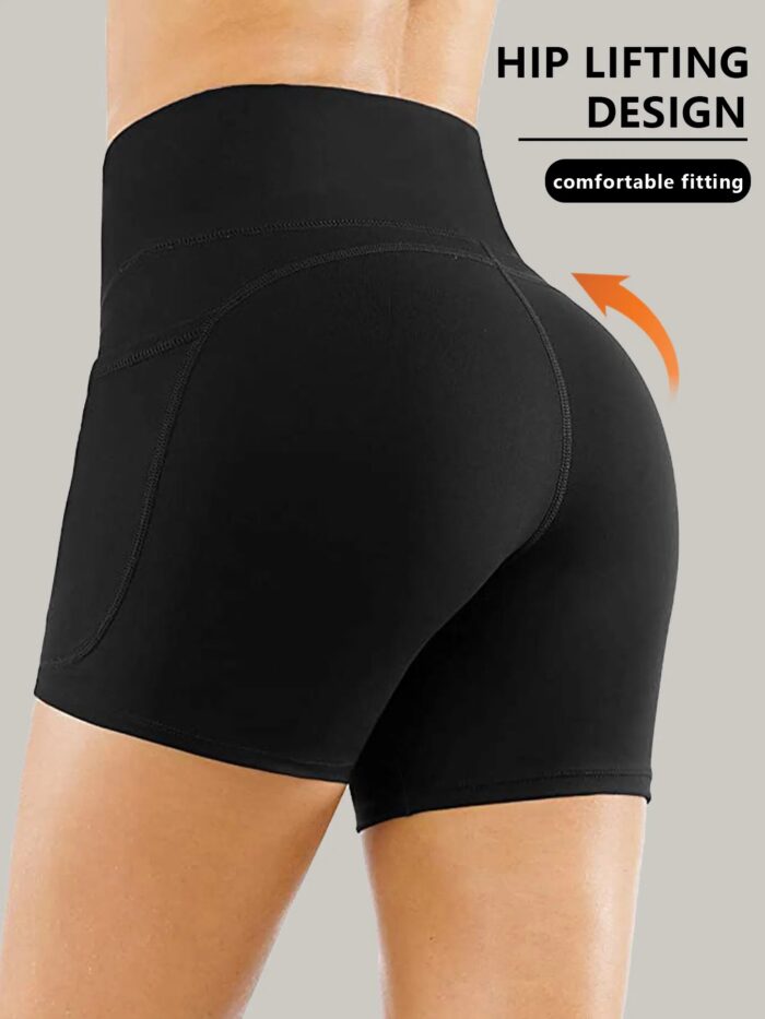 Plus Size Yoga Biker Shorts With Pockets High Waist, Tummy Control Gym Leggings - Image 5