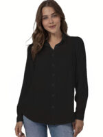 Plus Size Solid Color Shirt Buttons White Black Red - Image 3