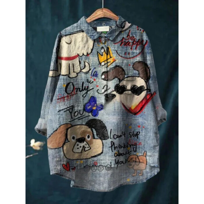 Womens European And American-style Retro Digital-print Animal Shirt - Image 9