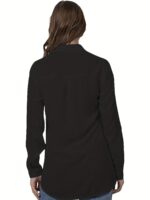 Plus Size Solid Color Shirt Buttons White Black Red - Image 4