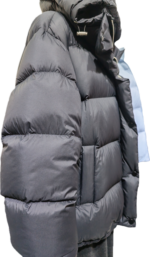 Dark black hooded puffer jacket - Image 2