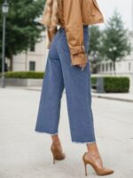 New Women’s Fashionable Casual Plus Size Jeans, High Waist Wide Leg 7-inch Straight Leg Jeans, Suitable For Various Clothing, Women’s Plus Size Women’s Clothing - Image 3