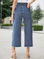 New Women’s Fashionable Casual Plus Size Jeans, High Waist Wide Leg 7-inch Straight Leg Jeans, Suitable For Various Clothing, Women’s Plus Size Women’s Clothing - Image 5