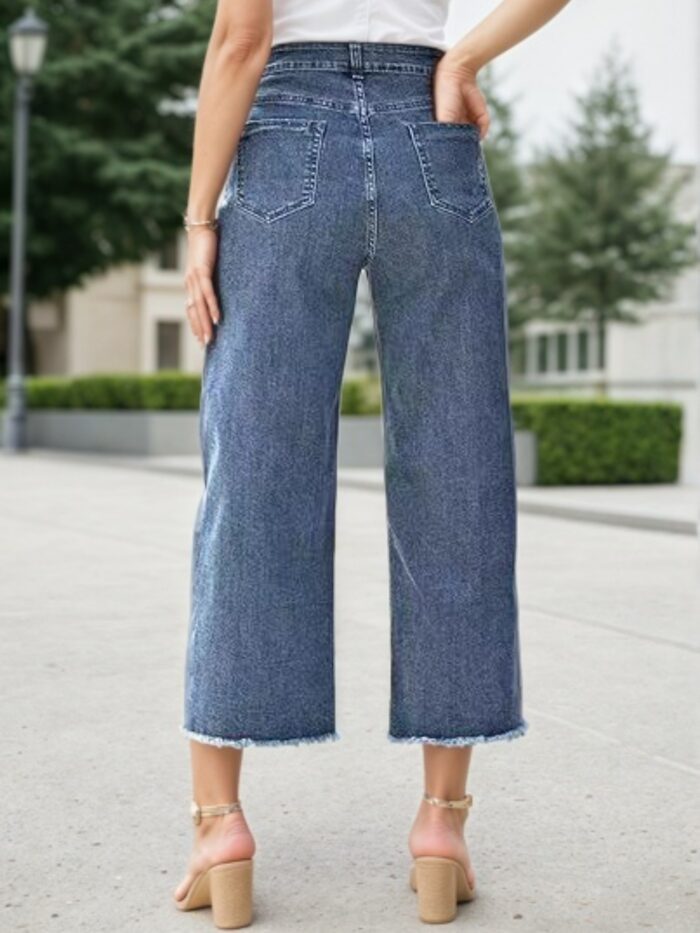 New Women’s Fashionable Casual Plus Size Jeans, High Waist Wide Leg 7-inch Straight Leg Jeans, Suitable For Various Clothing, Women’s Plus Size Women’s Clothing - Image 5