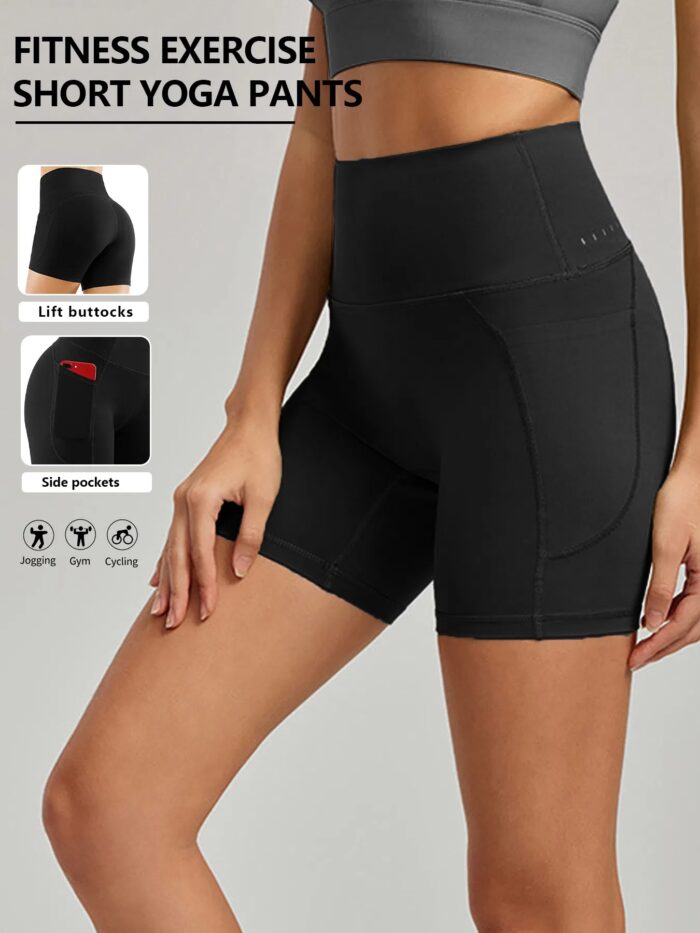 Plus Size Yoga Biker Shorts With Pockets High Waist, Tummy Control Gym Leggings - Image 6