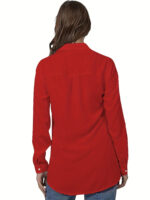 Plus Size Solid Color Shirt Buttons White Black Red - Image 8