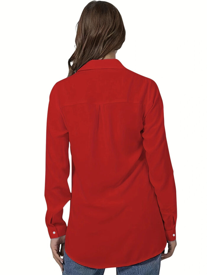 Plus Size Solid Color Shirt Buttons White Black Red - Image 8