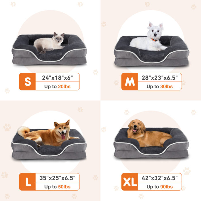 Memory Foam Pet Bed For Small Dogs & Cats With Washable Removable Cover Non-Slip Base Waterproof Liner - Image 4
