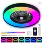 23 Inch Black Ceiling Fan Light With LED RGB   Dimmable & Color Changing, APP & Remote Control, Modern Smart Ceiling Fan For Living Room, Bedroom, And Dining Room  Silent 6-Speed Reversible DC Motor - Image 3