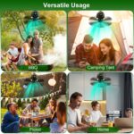 5200mAh Or 10400mAh Options -- 1Pc Portable Camping Ceiling LED Fan  USB Battery Powered Hanging Tent Lantern Fan Power Bank With 3 Fan Speed 3 Light Brightness Smart Timer Remote Control - Image 7