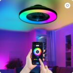 23 Inch Black Ceiling Fan Light With LED RGB   Dimmable & Color Changing, APP & Remote Control, Modern Smart Ceiling Fan For Living Room, Bedroom, And Dining Room  Silent 6-Speed Reversible DC Motor - Image 2