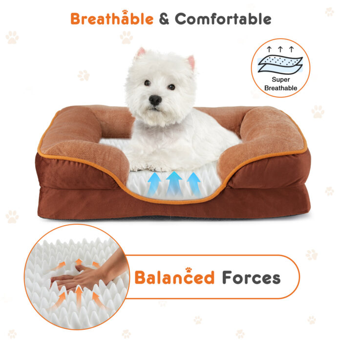 Memory Foam Pet Bed For Small Dogs & Cats With Washable Removable Cover Non-Slip Base Waterproof Liner - Image 9