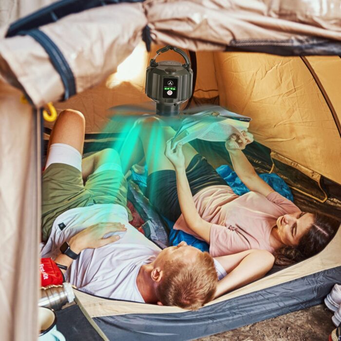 5200mAh Or 10400mAh Options -- 1Pc Portable Camping Ceiling LED Fan  USB Battery Powered Hanging Tent Lantern Fan Power Bank With 3 Fan Speed 3 Light Brightness Smart Timer Remote Control - Image 10