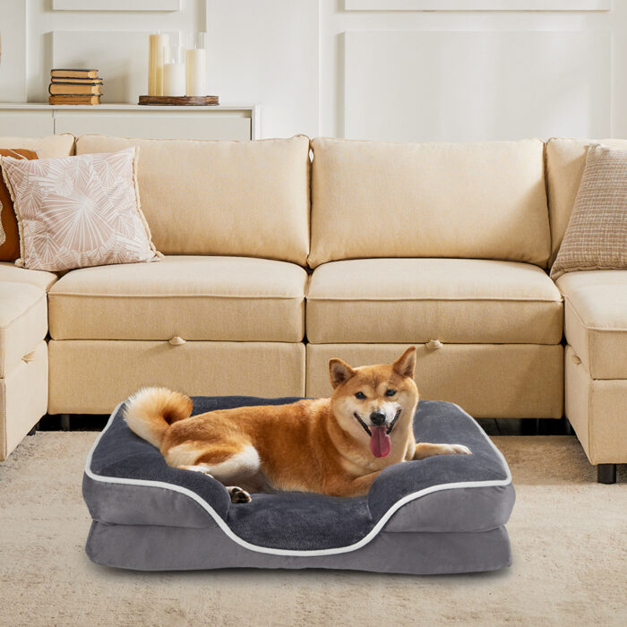 Memory Foam Pet Bed For Small Dogs & Cats With Washable Removable Cover Non-Slip Base Waterproof Liner - Image 8